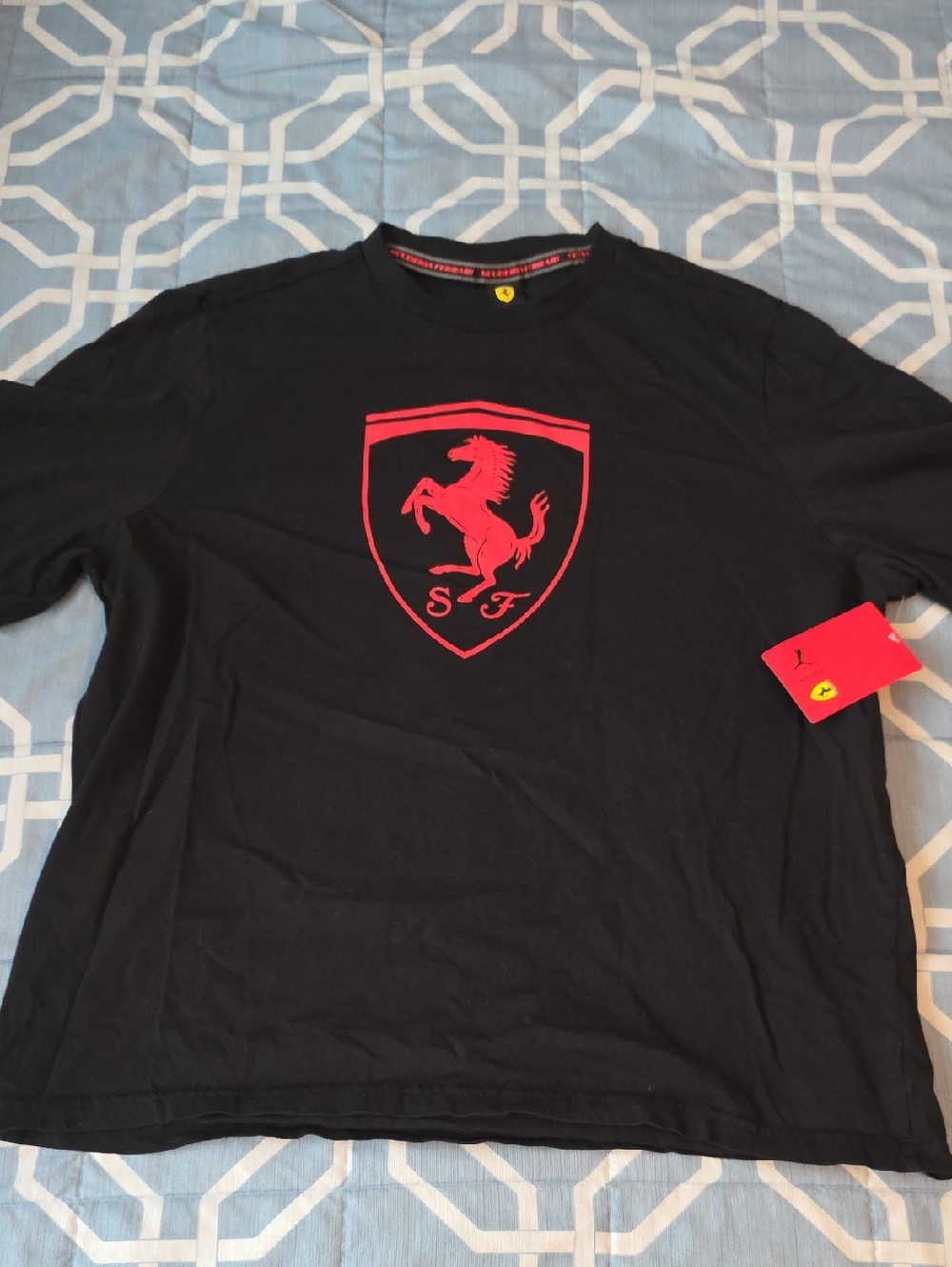 Puma Scuderia Ferrari Black Short Sleeve Tee with Red Shield Logo NWT Size XL